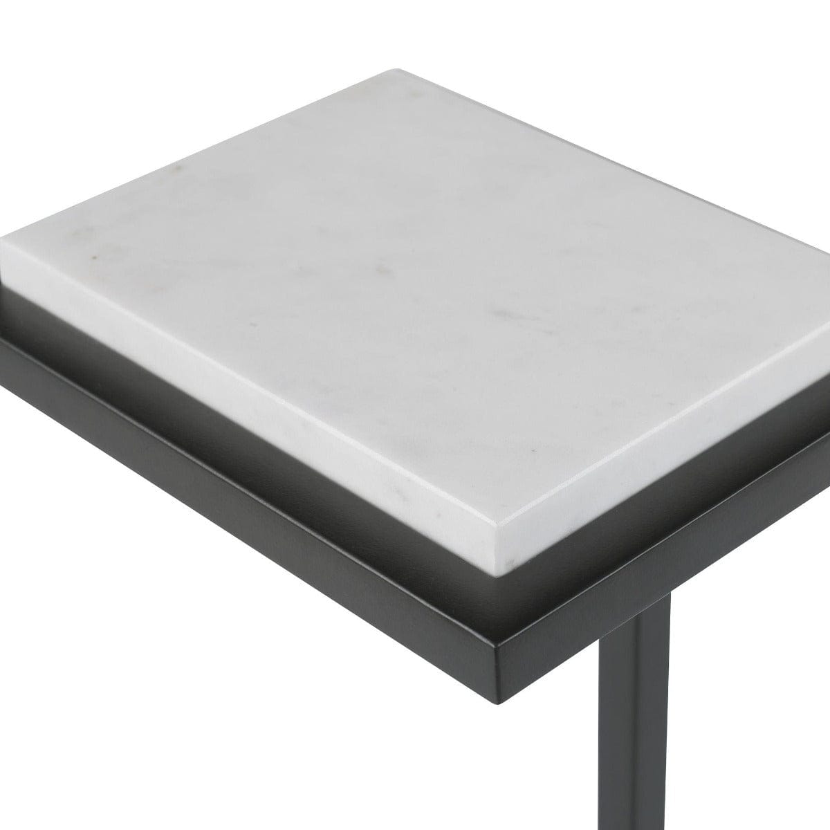 Keiichi Living Served Accent Table White Marble & Black House of Isabella UK