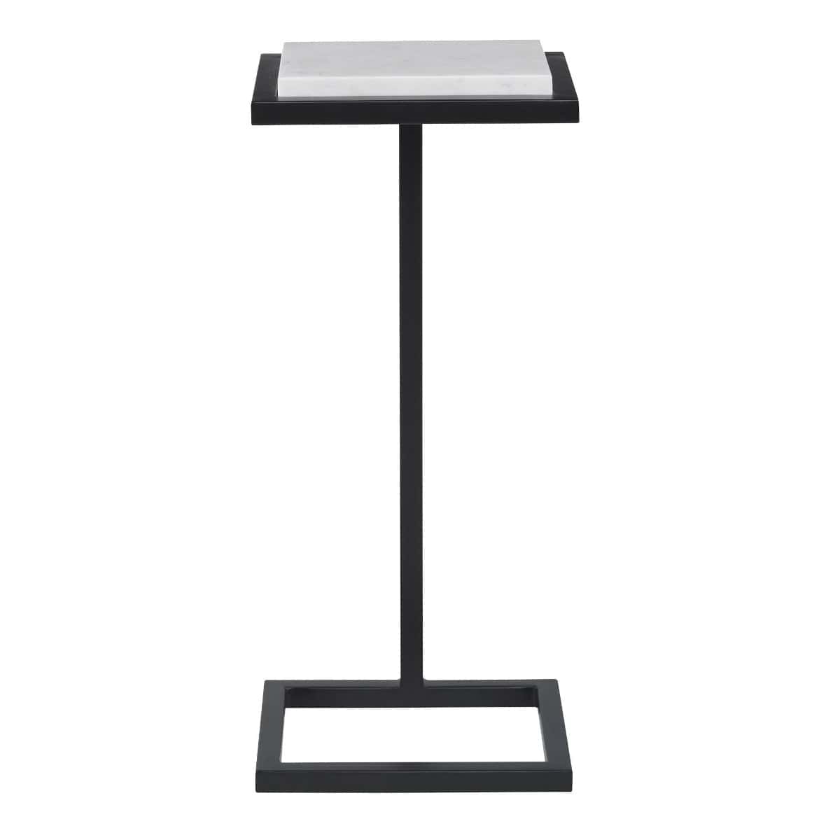 Keiichi Living Served Accent Table White Marble & Black House of Isabella UK