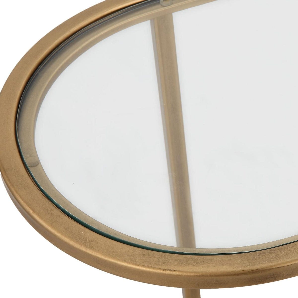 Keiichi Living Slide Nesting Side Tables Brass & Glass House of Isabella UK