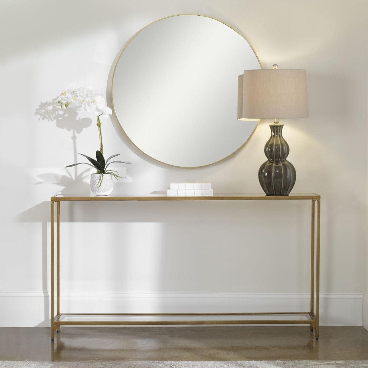 Keiichi Living Slimline Console Gold Finish House of Isabella UK