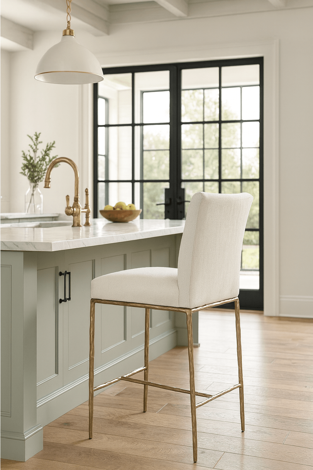 Keiichi Living Sloane Counter Stool in Aged Brass House of Isabella UK