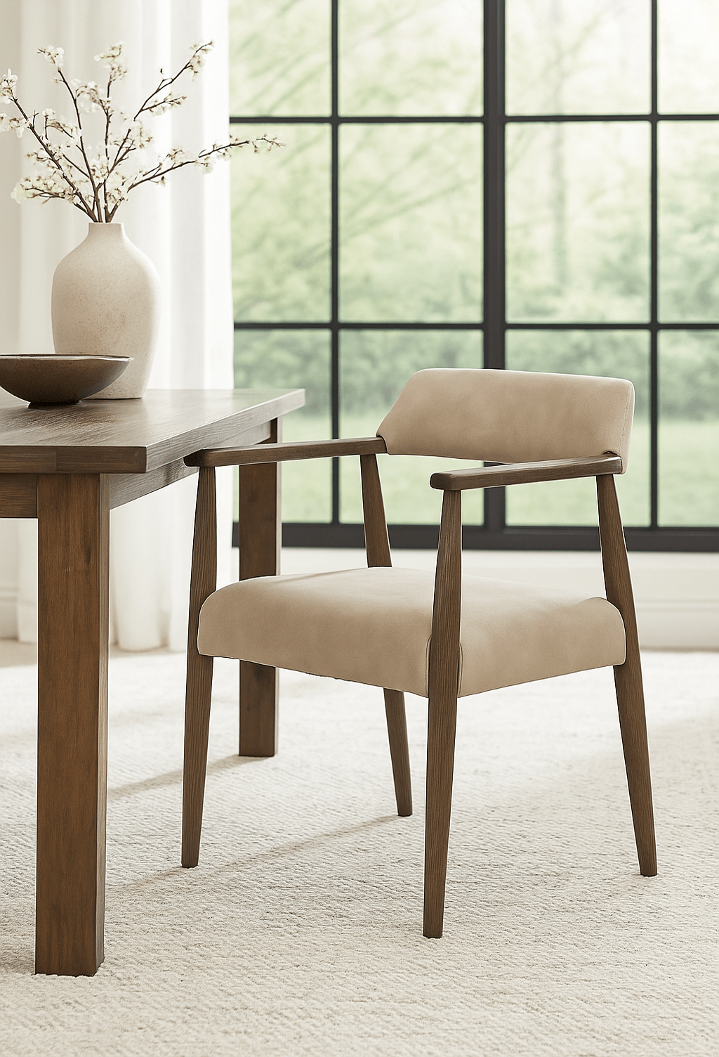 Keiichi Living Stonehouse Dining Chair in Taupe Italian Leather House of Isabella UK
