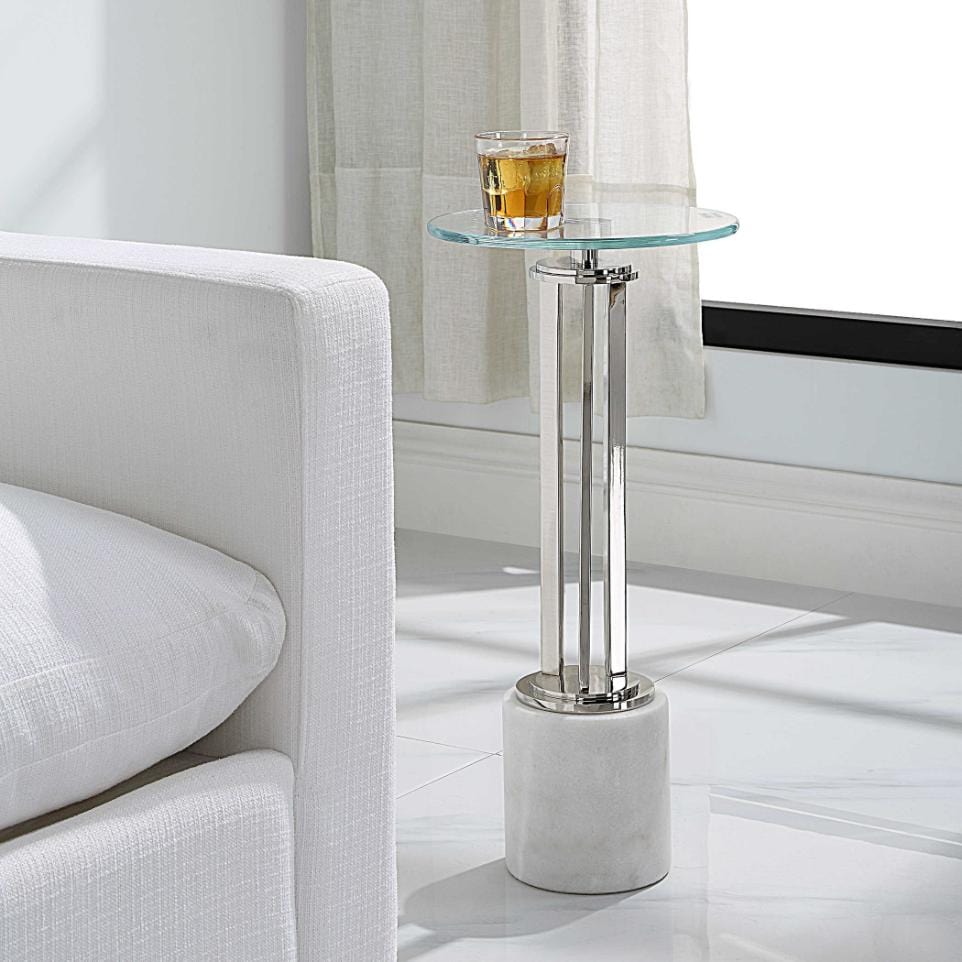 Keiichi Living Tower Marble & Glass Side Table House of Isabella UK