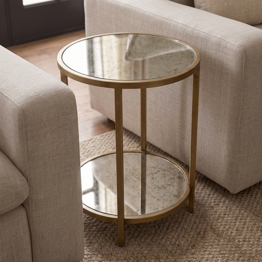 Keiichi Living Upton Side Table in Antique Brass - Round House of Isabella UK