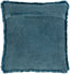 Keiichi Living Washed Cotton Velvet Woven Cushion in Ocean - 51 x 51 cm House of Isabella UK