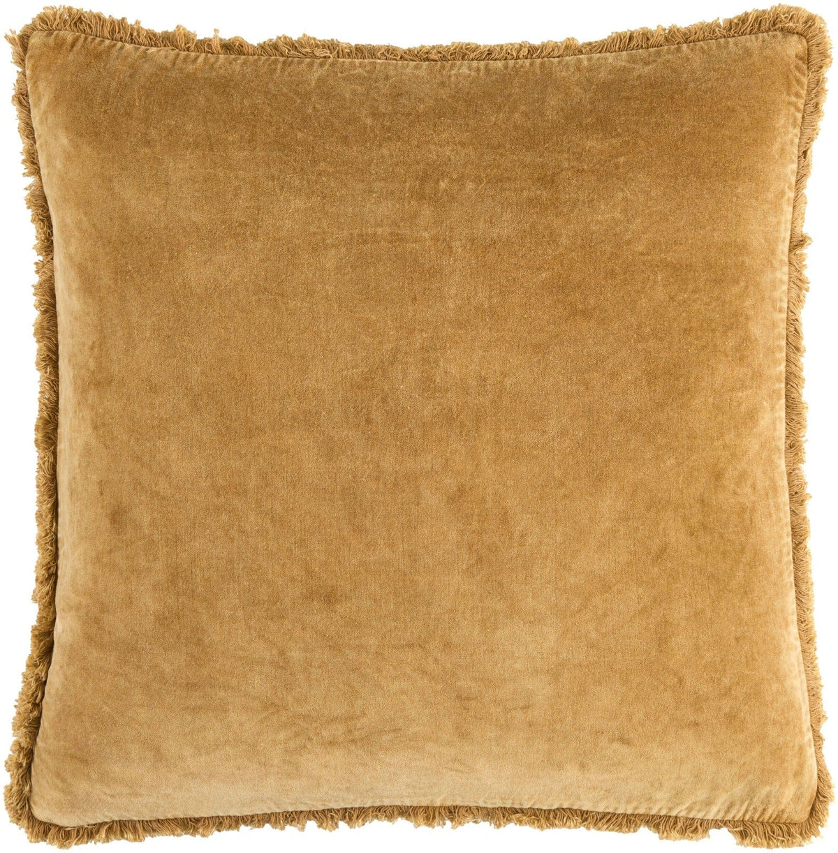 Keiichi Living Washed Cotton Velvet Woven Cushion in Ochre - 51 x 51 cm House of Isabella UK