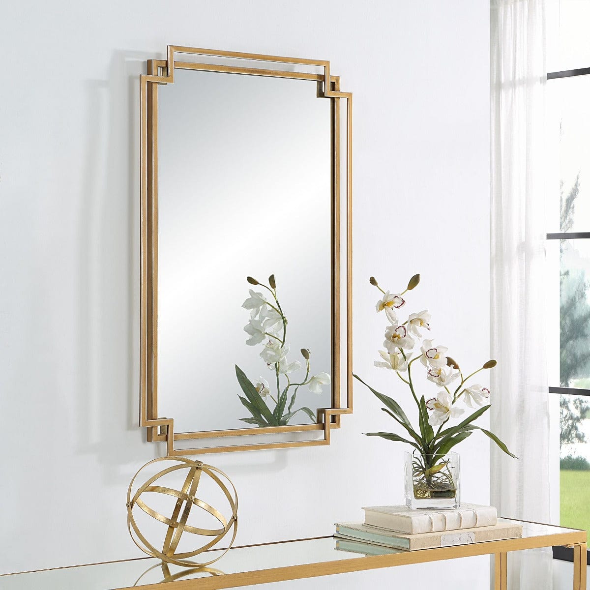 Keiichi Mirrors Deco Mirror Brushed Gold House of Isabella UK
