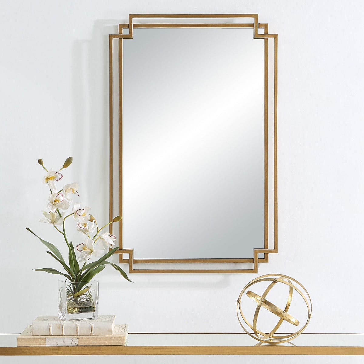 Keiichi Mirrors Deco Mirror Brushed Gold House of Isabella UK