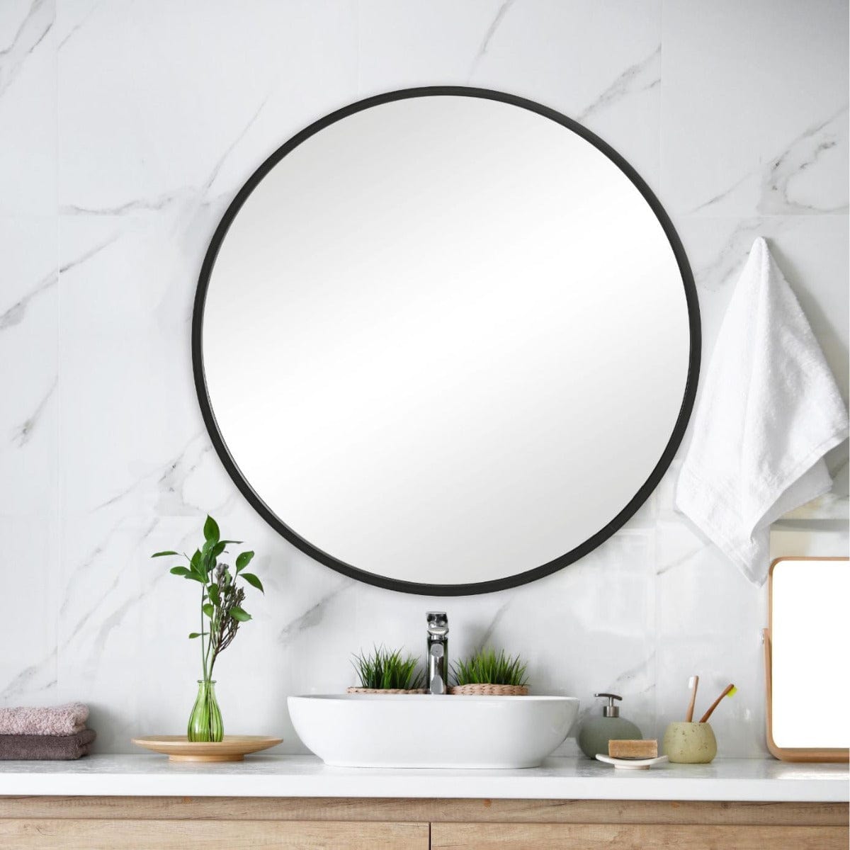 Keiichi Mirrors Eve Large Round Mirror Black House of Isabella UK