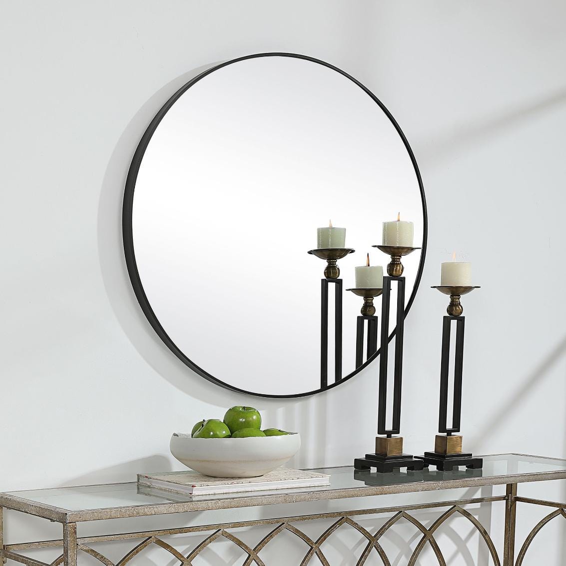Keiichi Mirrors Evelyn Round Mirror Black House of Isabella UK
