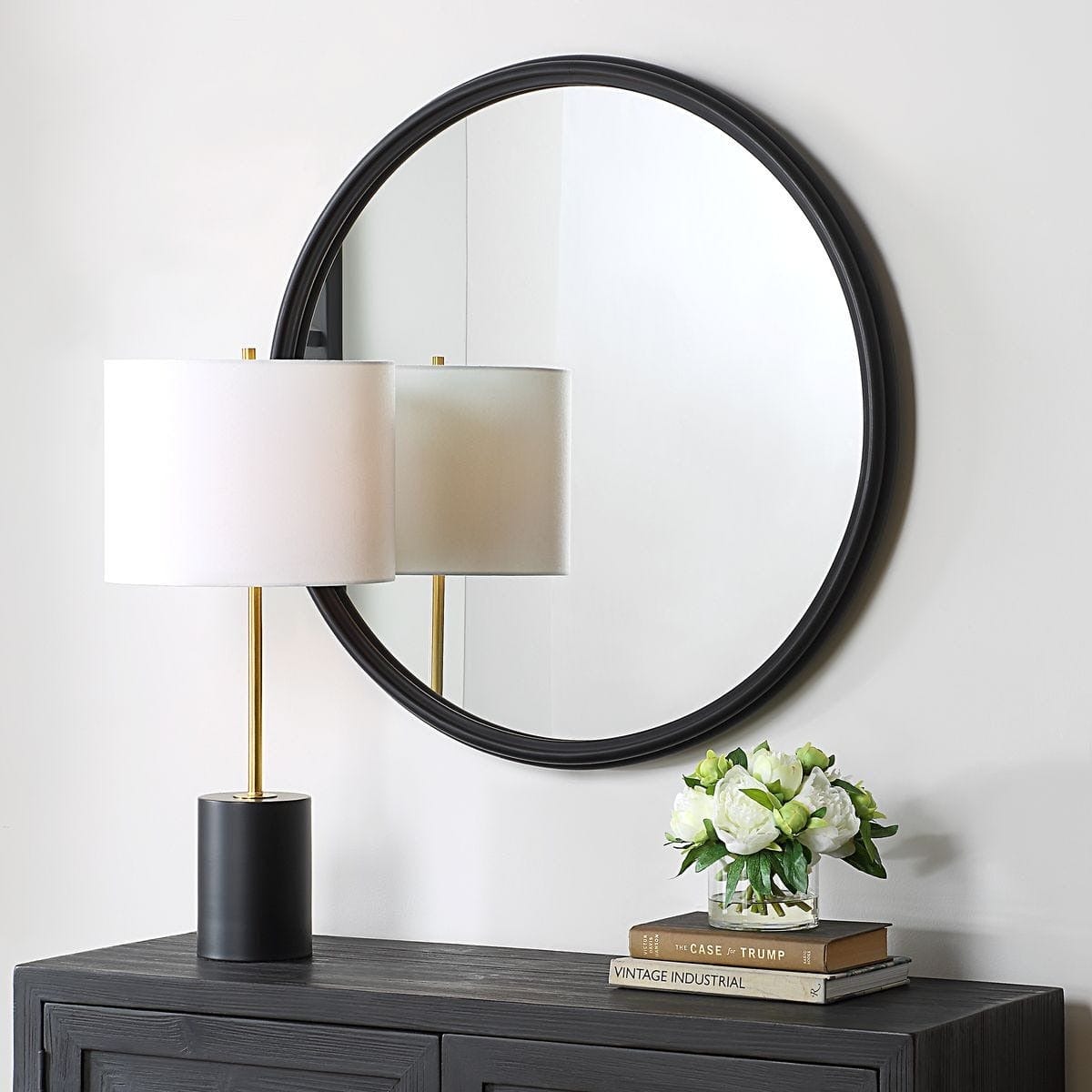Keiichi Mirrors Filton Black Round Mirror House of Isabella UK