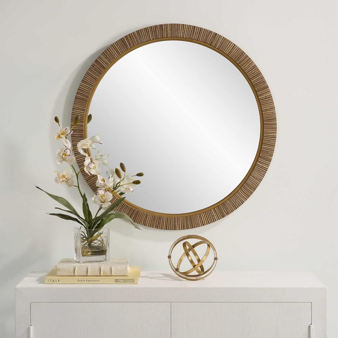 Keiichi Mirrors Indiana Rattan Round Mirror House of Isabella UK