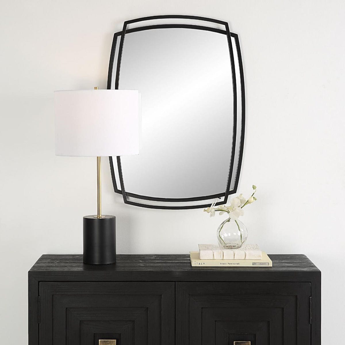 Keiichi Mirrors Overlap Rectangular Mirror Black House of Isabella UK