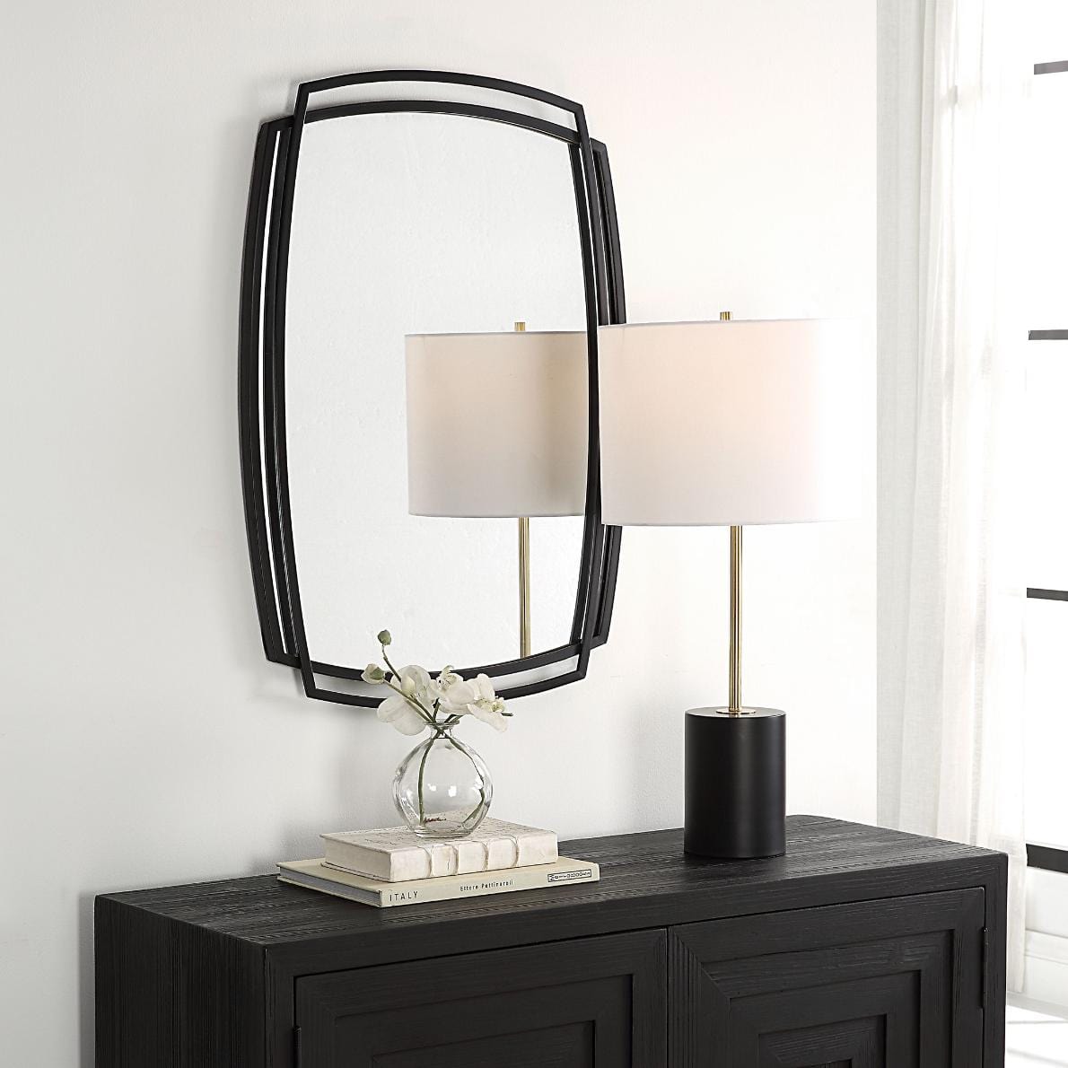 Keiichi Mirrors Overlap Rectangular Mirror Black House of Isabella UK