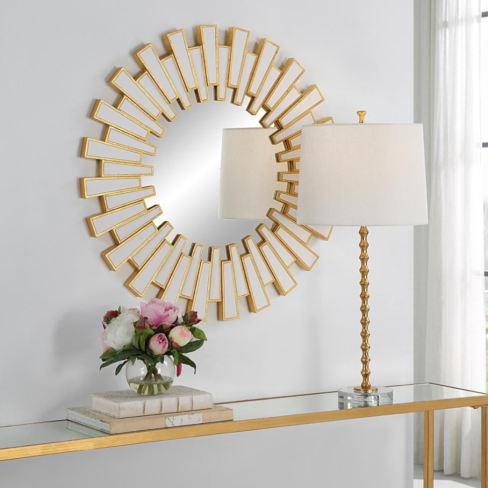 Keiichi Mirrors Rays Round Mirror Gold House of Isabella UK