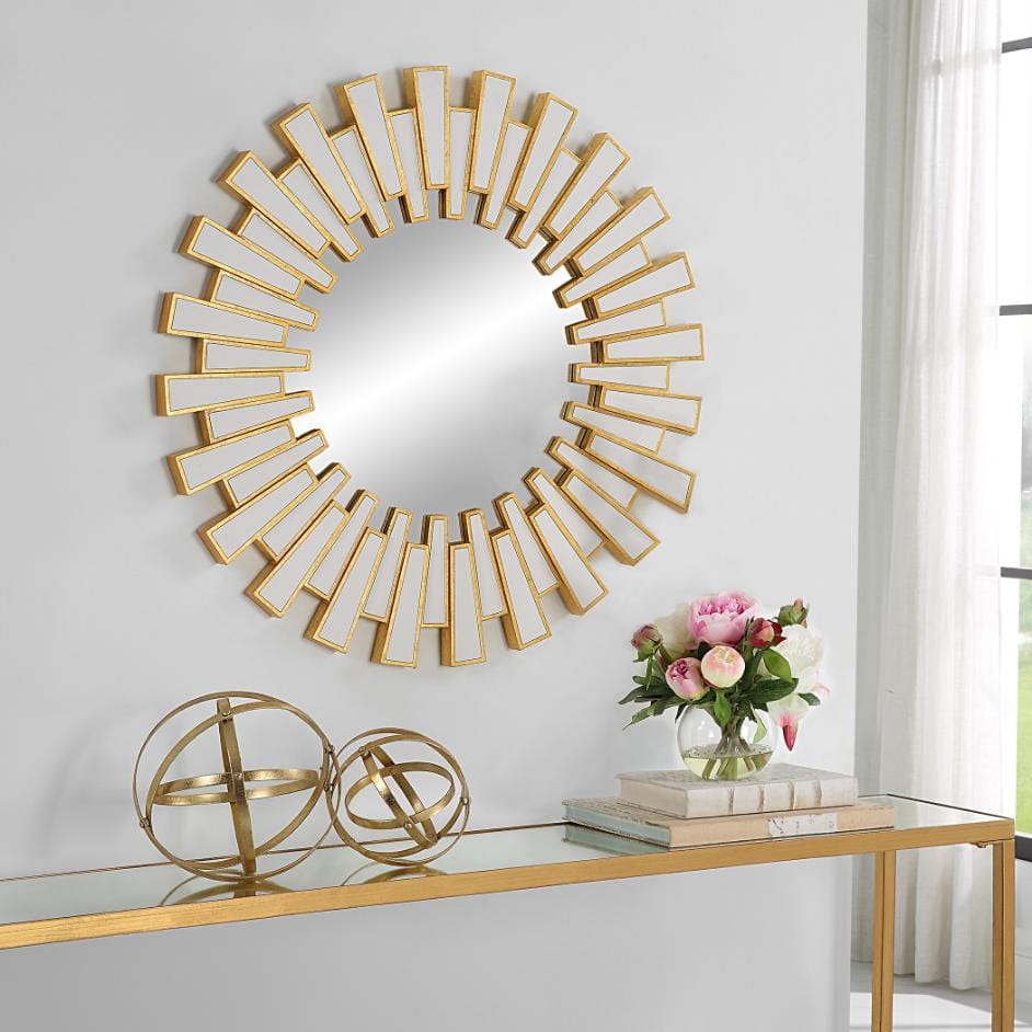 Keiichi Mirrors Rays Round Mirror Gold House of Isabella UK