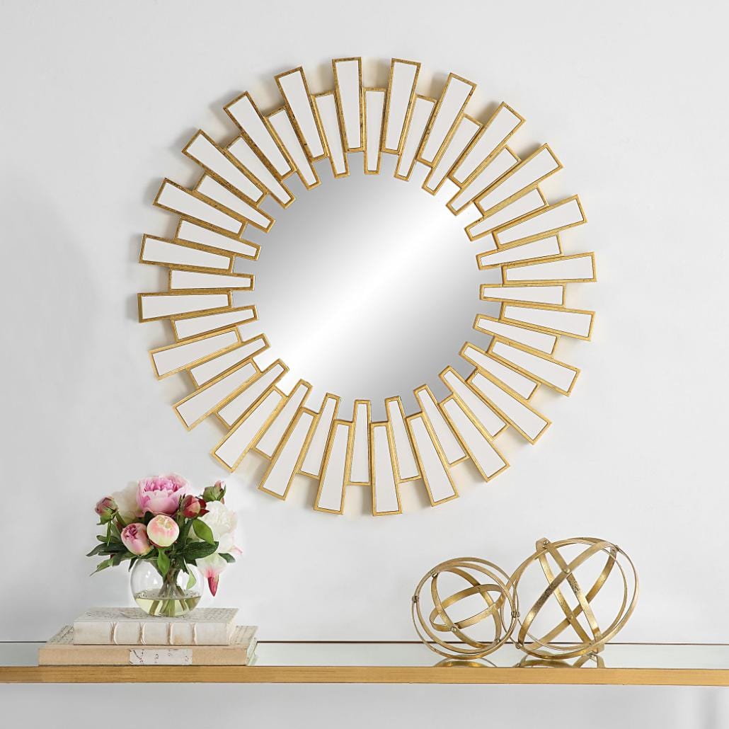 Keiichi Mirrors Rays Round Mirror Gold House of Isabella UK
