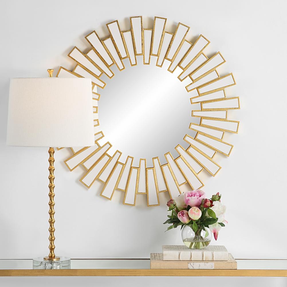 Keiichi Mirrors Rays Round Mirror Gold House of Isabella UK