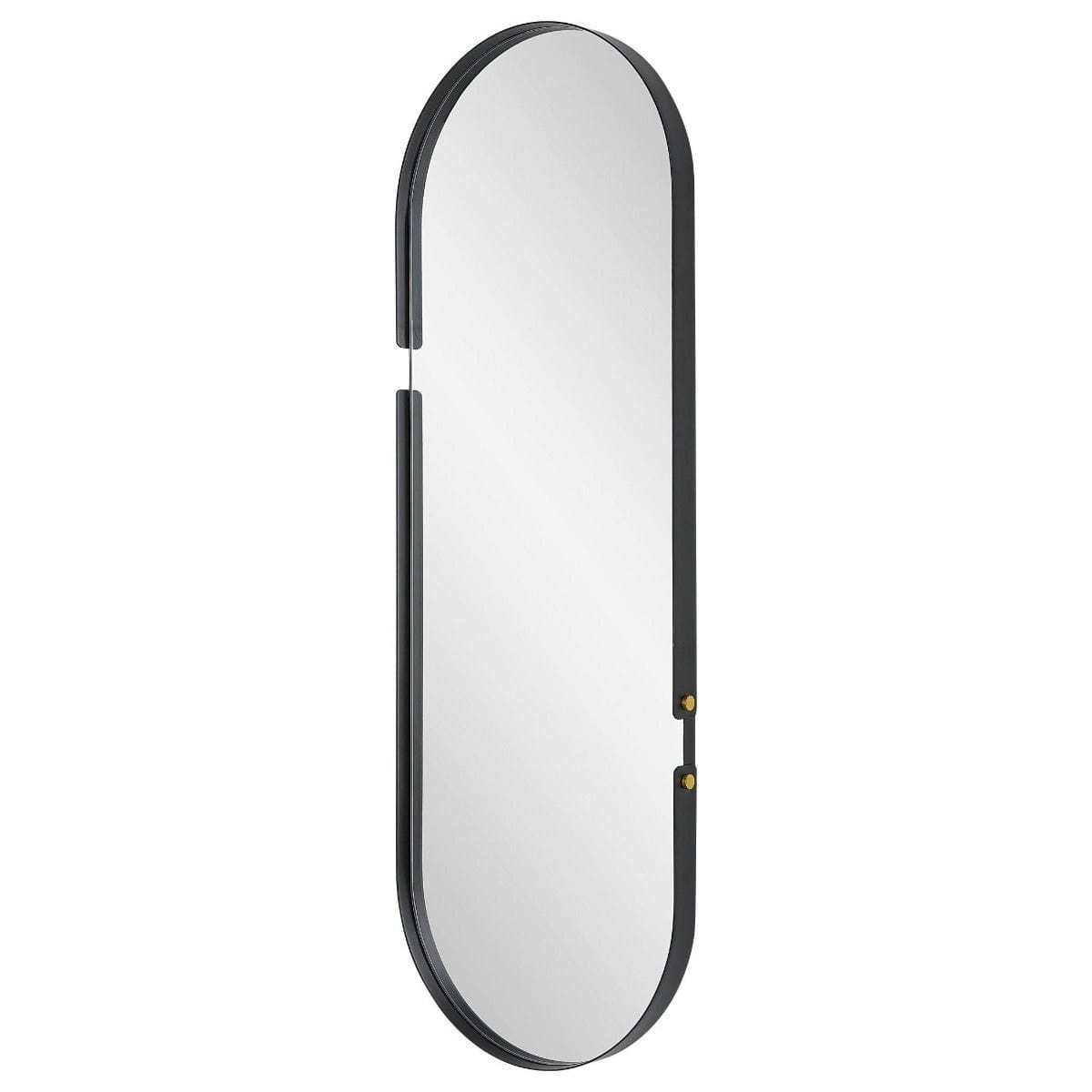 Keiichi Mirrors Rivet Rectangular Mirror Black & Brass House of Isabella UK