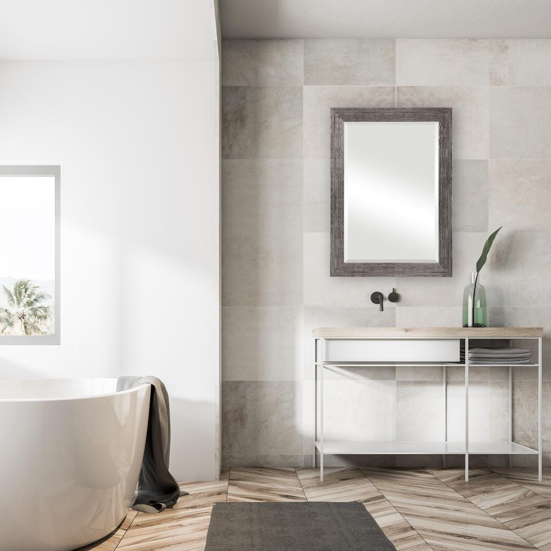 Keiichi Mirrors Silver Wood Effect Mirror House of Isabella UK