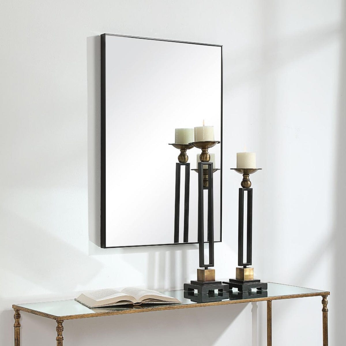 Keiichi Mirrors Simple Slim Frame Mirror Black House of Isabella UK