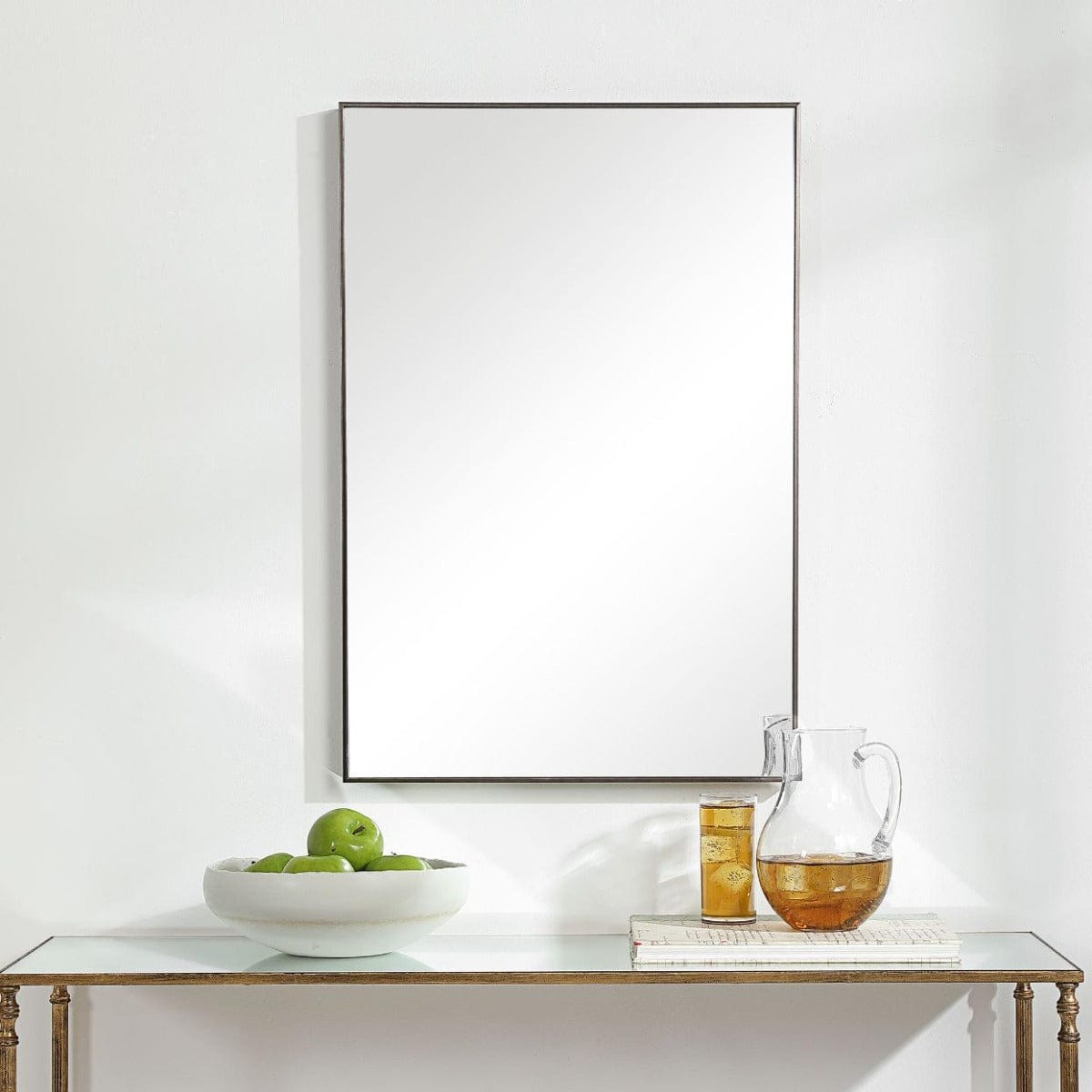 Keiichi Mirrors Simple Slim Frame Mirror Gunmetal Grey House of Isabella UK