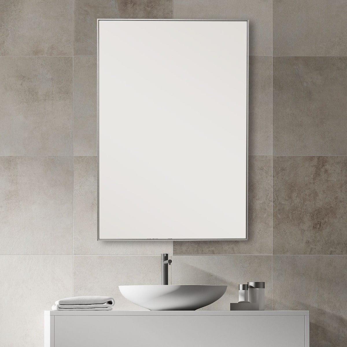 Keiichi Mirrors Simple Slim Frame Mirror Silver House of Isabella UK