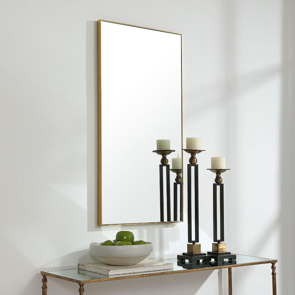 Keiichi Mirrors Slim Frame Midi Mirror Gold House of Isabella UK