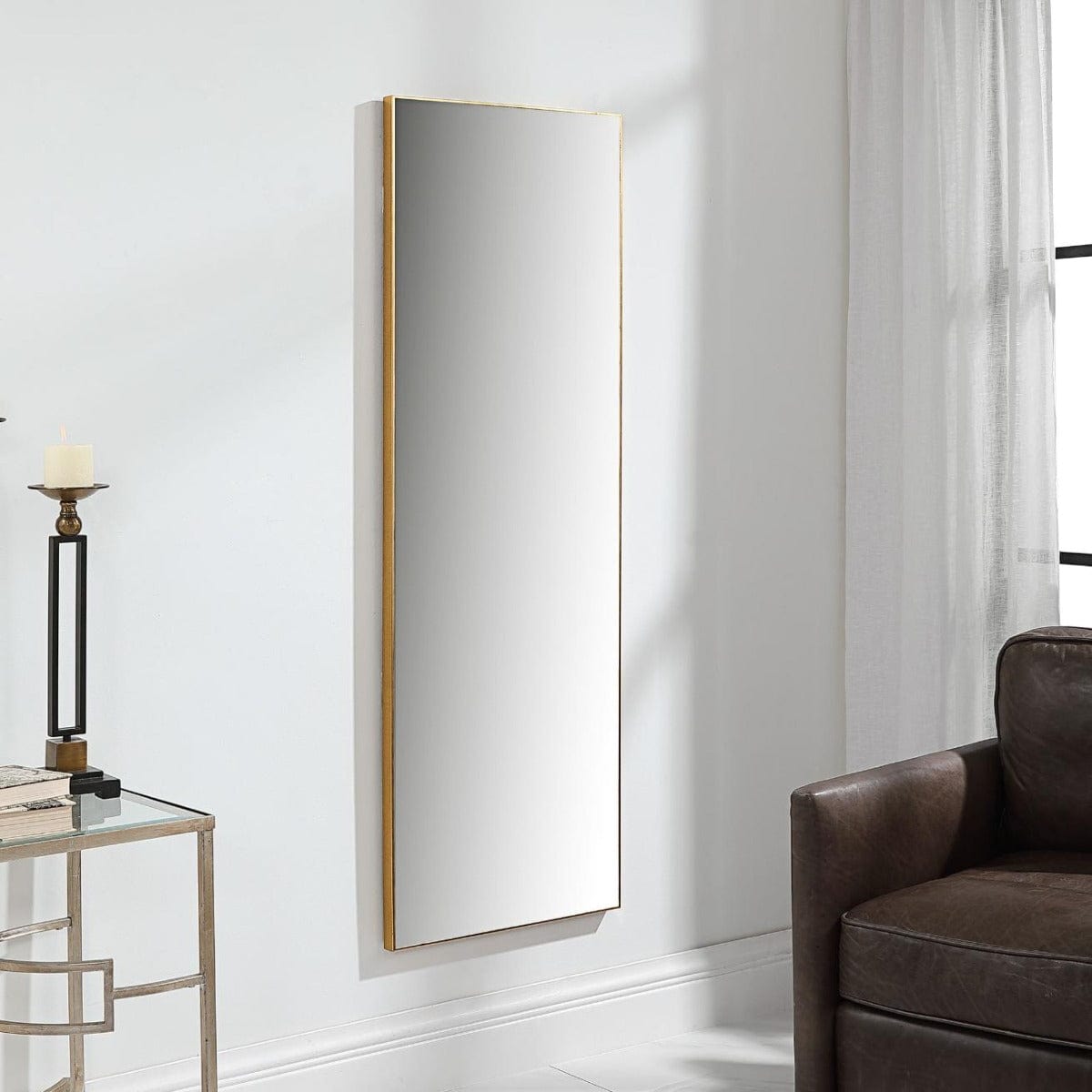 Keiichi Mirrors Slim Frame Tall Mirror Gold House of Isabella UK