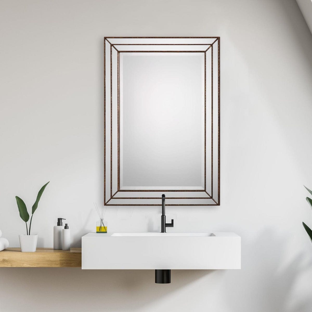Keiichi Mirrors Triple Frame Mirror Bronze Finish House of Isabella UK