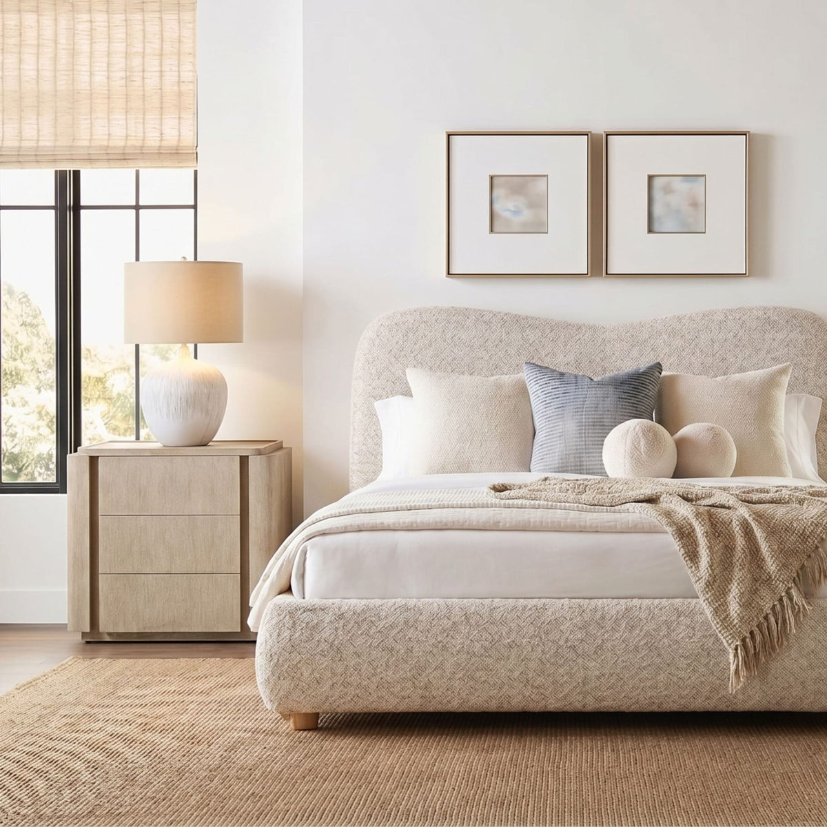 Keiichi Sleeping Chadlington Curved Upholstered Bed - Super King House of Isabella UK