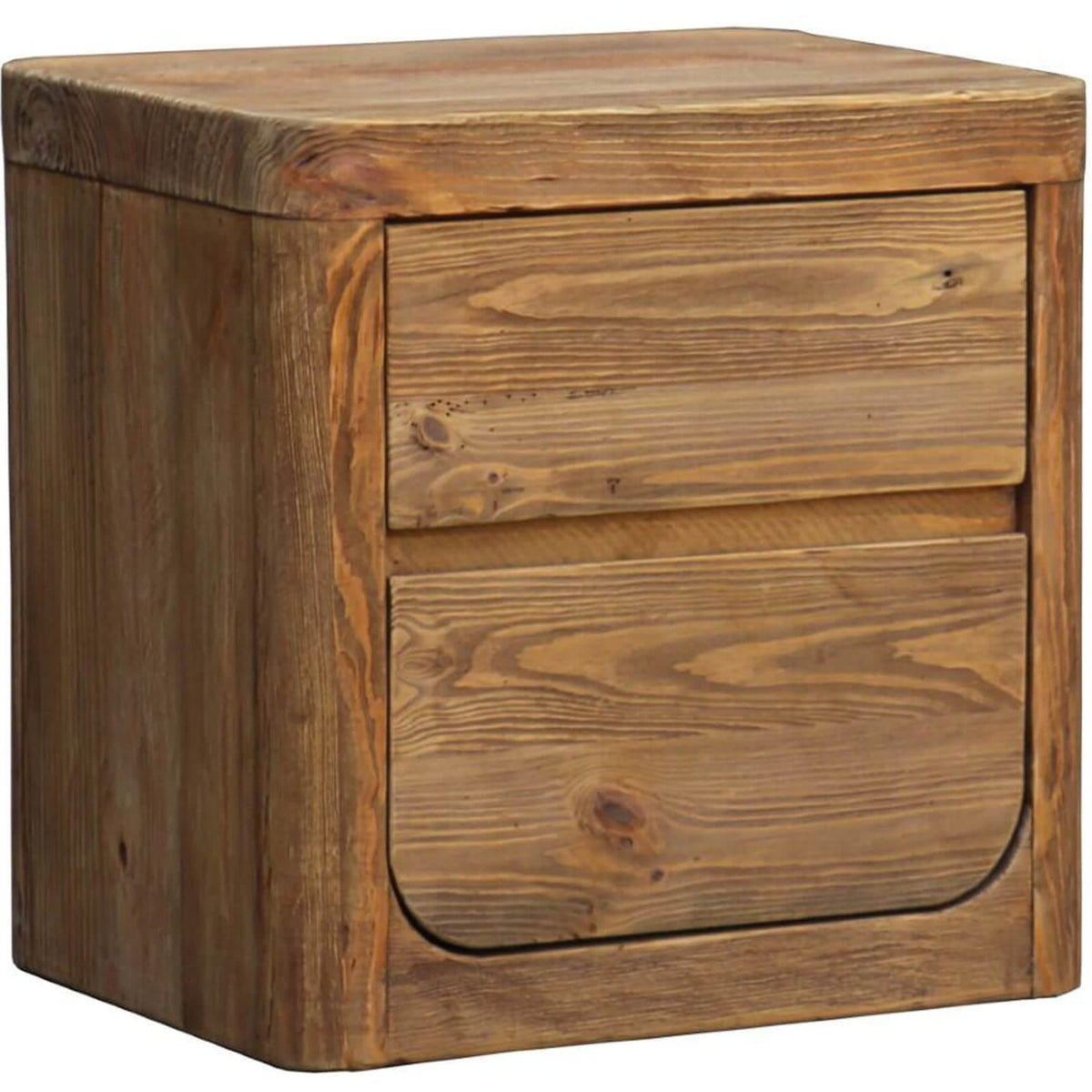 Keiichi Sleeping Reclaimed Pine 2 Drawer Bedside Table House of Isabella UK