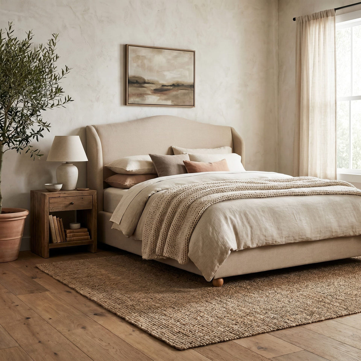Keiichi Sleeping Wilmcote Winged Upholstered Bed - King Size House of Isabella UK