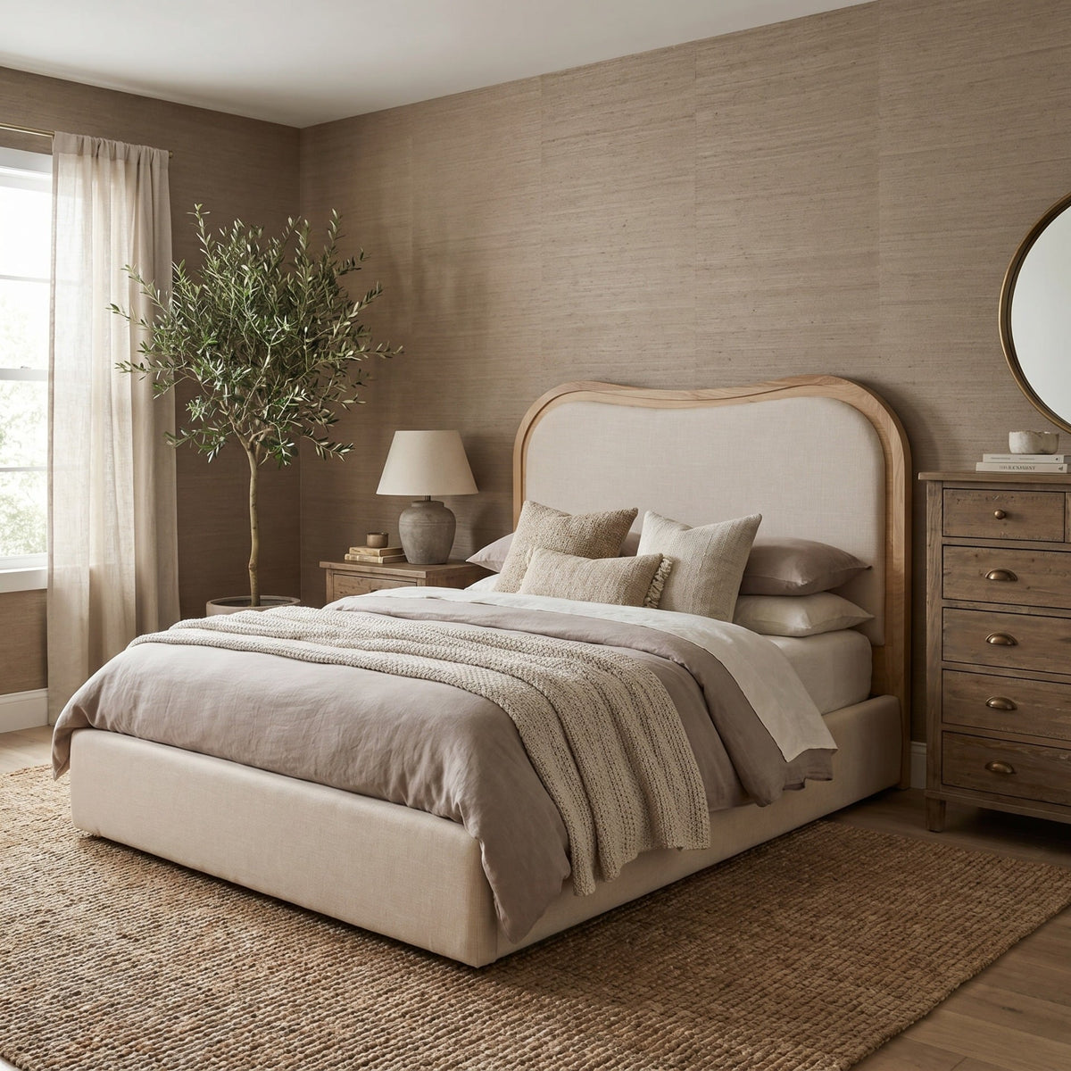 Sandford Curved Upholstered Bed - King Size