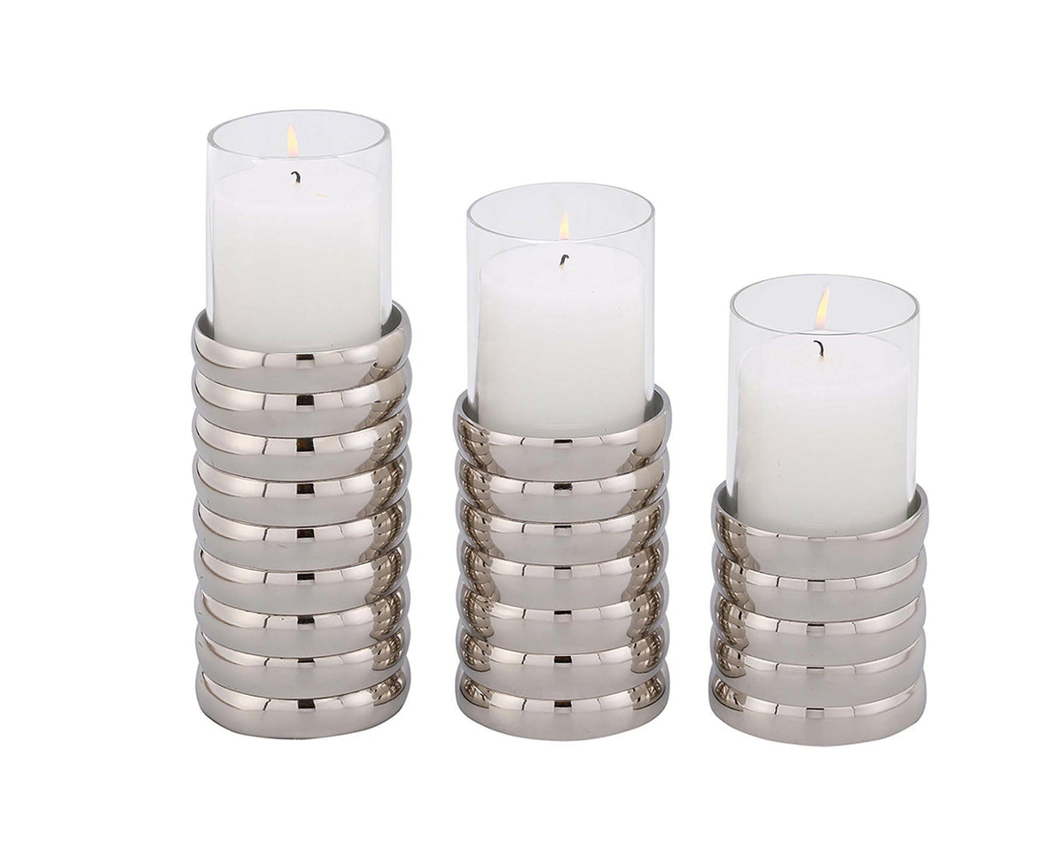 Pillar Holder Ribbed Nickel Plated Large.