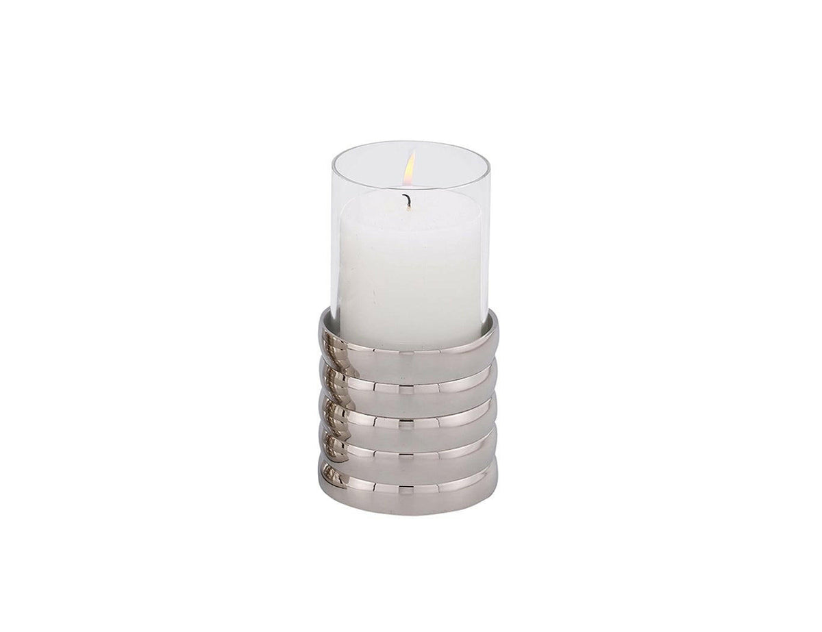 Pillar Holder Ribbed Nickel Plated Small.