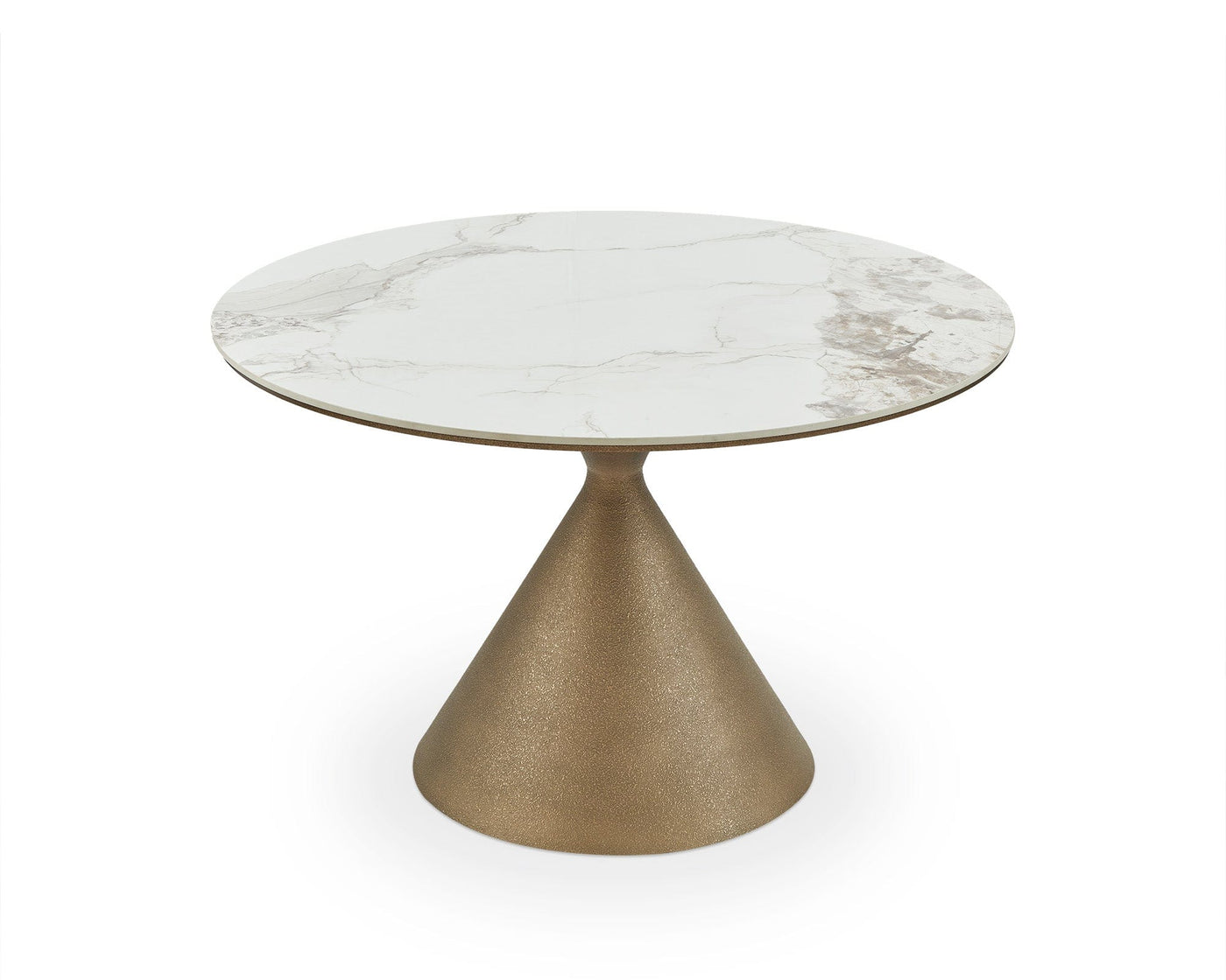 Liang & Eimil Dining Ditta Dining Table - Dunas White Marble Effect & Patina Antique Gold House of Isabella UK