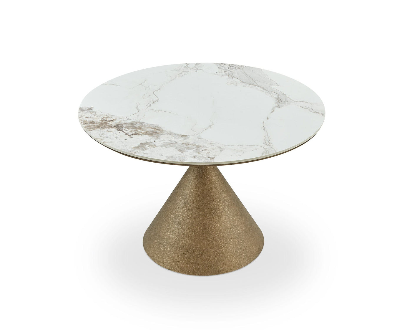 Liang & Eimil Dining Ditta Dining Table - Dunas White Marble Effect & Patina Antique Gold House of Isabella UK