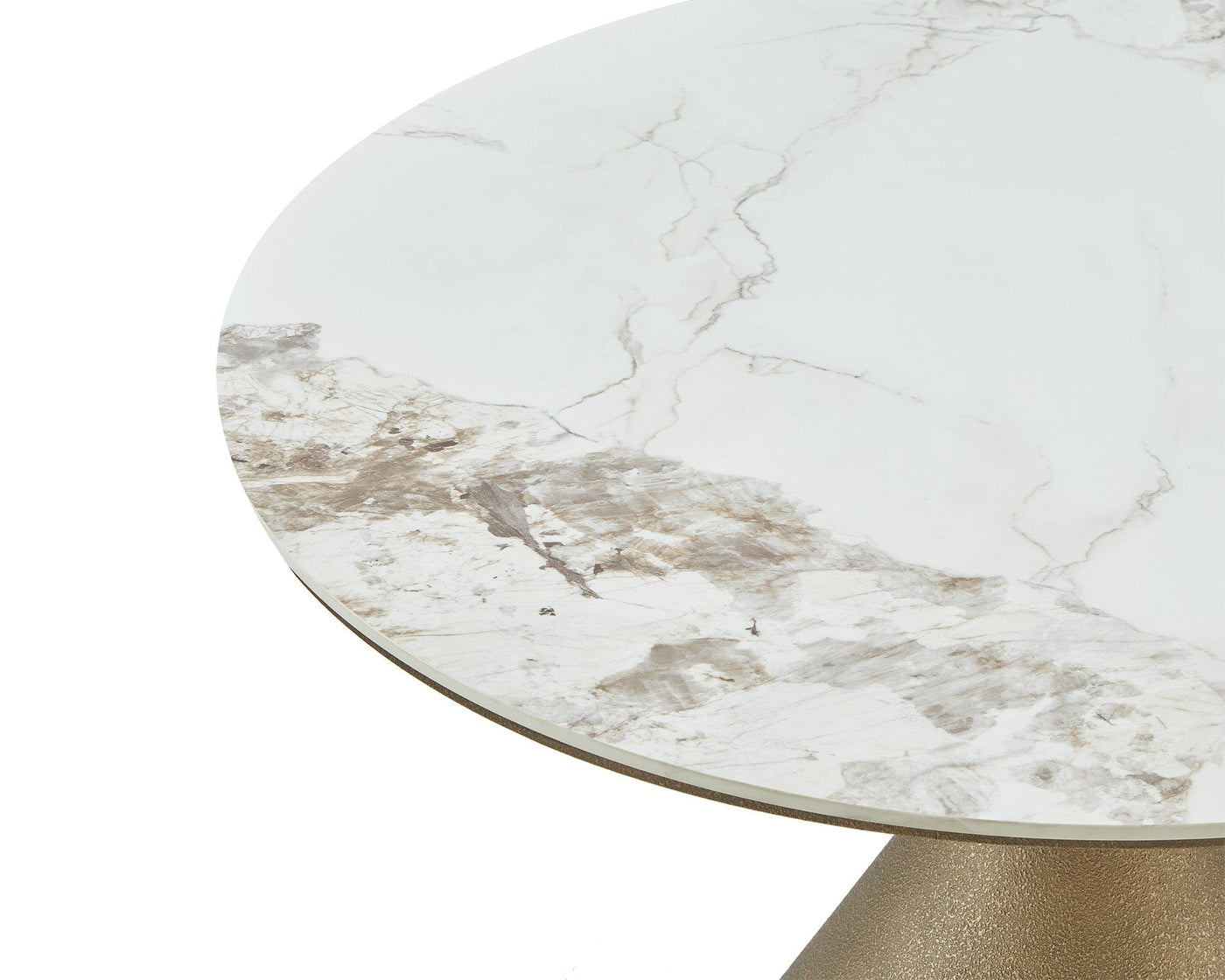 Liang & Eimil Dining Ditta Dining Table - Dunas White Marble Effect & Patina Antique Gold House of Isabella UK