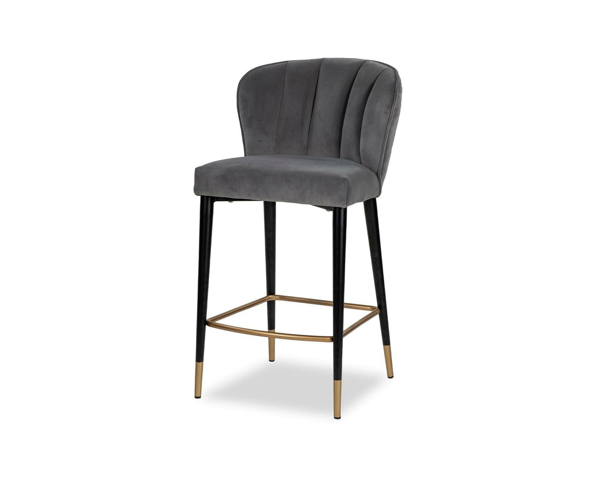 Maya Counter Stool - Kaster Anchor Grey Velvet | OUTLET.