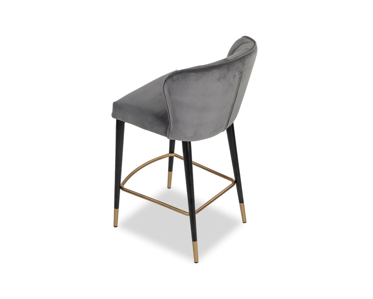 Maya Counter Stool - Kaster Anchor Grey Velvet | OUTLET.