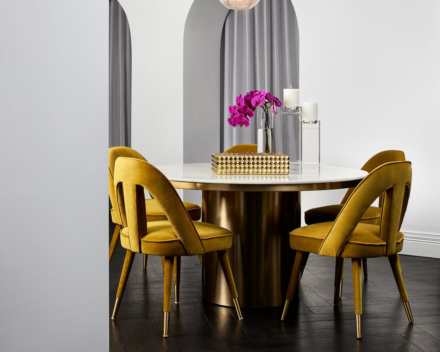 Liang & Eimil Dining Pigalle Dining Chair - Kaster II Mustard Velvet House of Isabella UK