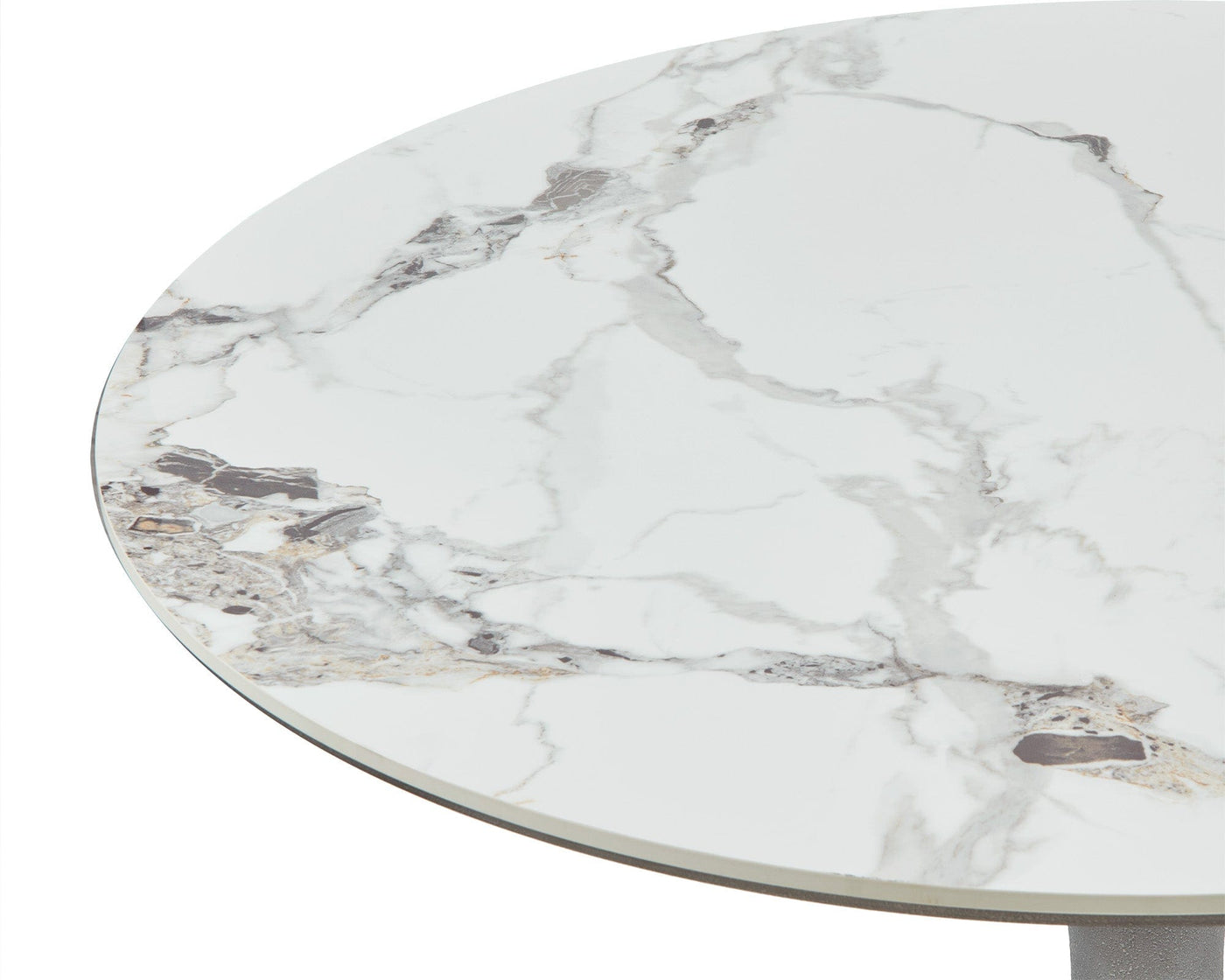 Liang & Eimil Dining Stella Dining Table - Plata White Marble Effect & Patina Antique Silver House of Isabella UK