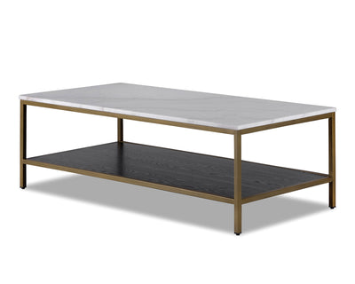 Liang & Eimil Living Max Coffee Table - White Marble With Cream Veins/Brass Paint-White Marble/Painted Brass House of Isabella UK