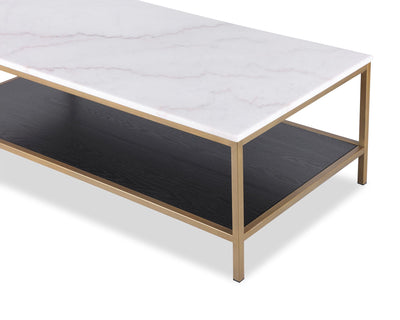 Liang & Eimil Living Max Coffee Table - White Marble With Cream Veins/Brass Paint-White Marble/Painted Brass House of Isabella UK