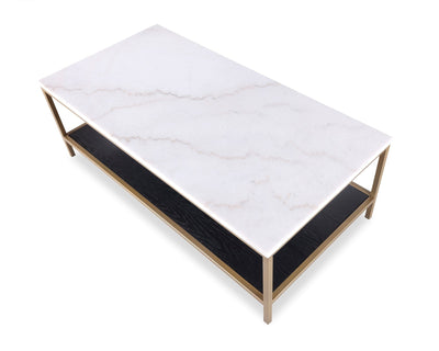 Liang & Eimil Living Max Coffee Table - White Marble With Cream Veins/Brass Paint-White Marble/Painted Brass House of Isabella UK