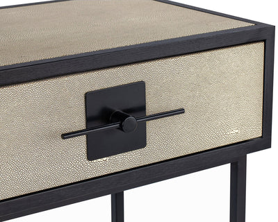 Liang & Eimil Sleeping Noma 9 Bedside Table -Beige Shagreen/Satin Brown House of Isabella UK