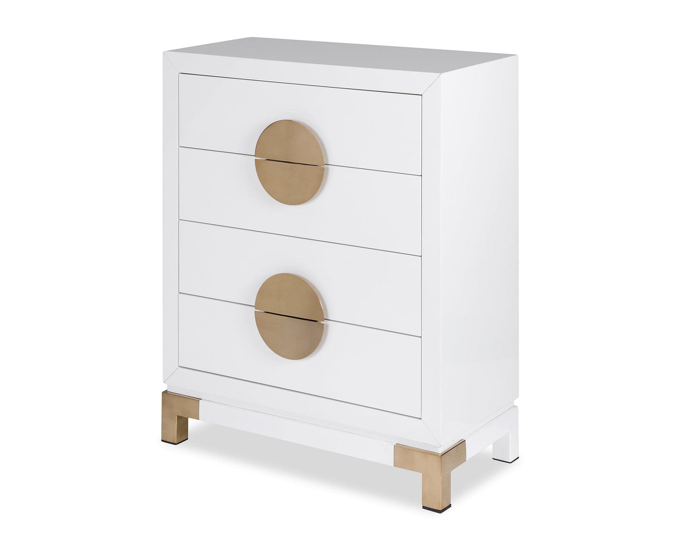 Liang & Eimil Sleeping Otium Chest Of Drawers -White High Gloss/Polished Gold House of Isabella UK