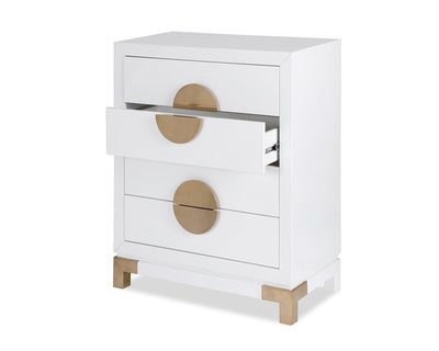 Liang & Eimil Sleeping Otium Chest Of Drawers -White High Gloss/Polished Gold House of Isabella UK