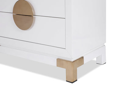 Liang & Eimil Sleeping Otium Chest Of Drawers -White High Gloss/Polished Gold House of Isabella UK